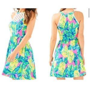 Lilly Pulitzer Kinley Dress Holy Grail Print Pink Sunset Ladies Size 2 Sun Dress